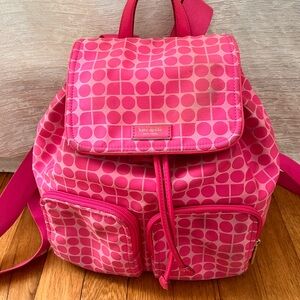 Kate Spade Noel Happiness Jacquard Backpack Bag Pink EUC